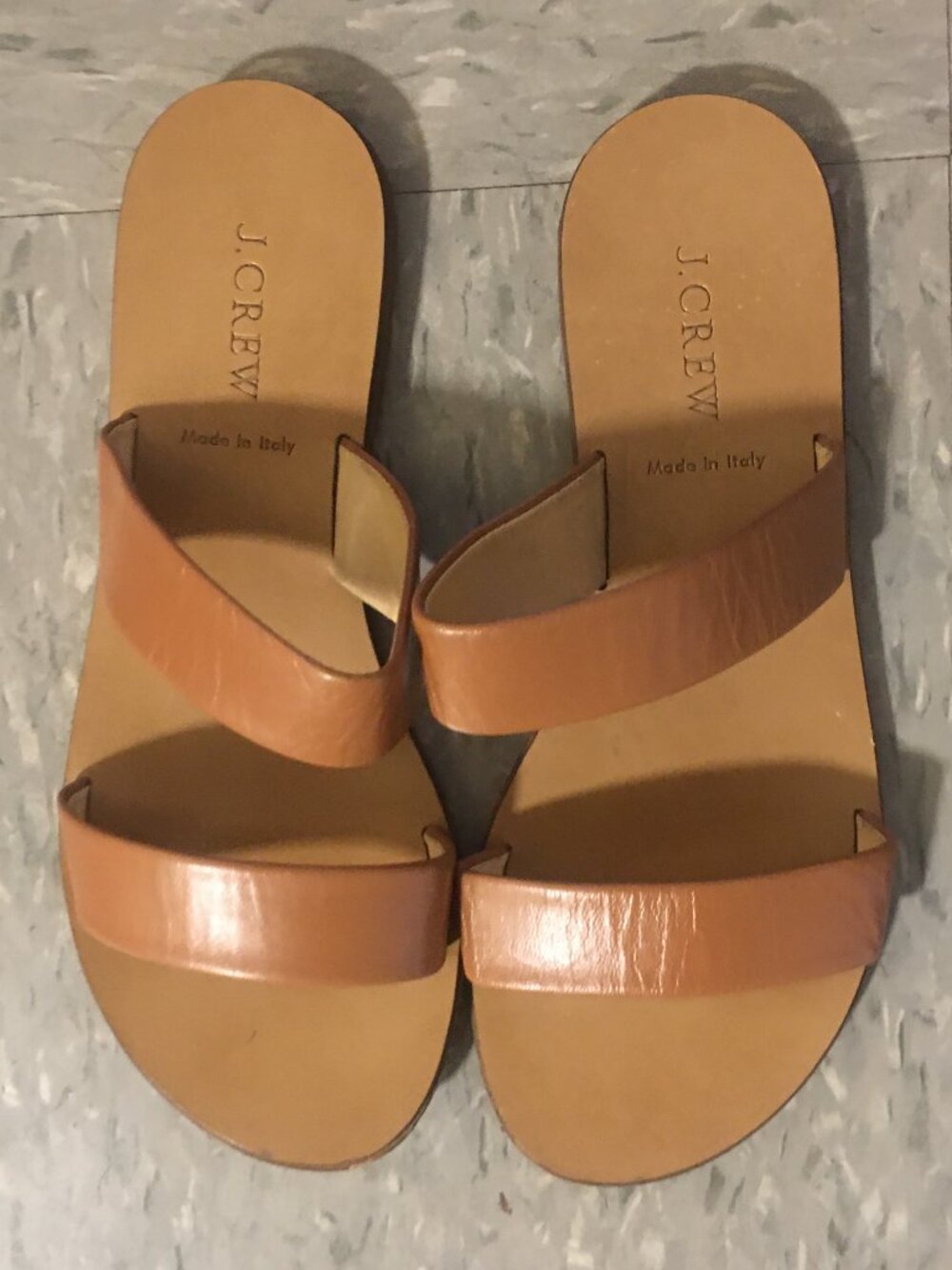J.Crew A5162 Camel Brown Leather Strappy Mules